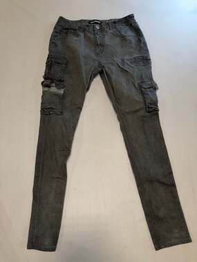 Serenede Grey Fitted Denim Cargo Skinny Jeans Size 34